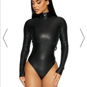 Naked wardrobe drip long sleeve turtleneck black bodysuit